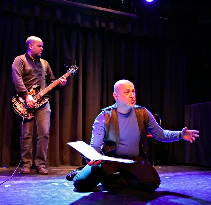 Eddie Star and Philip Paul Kelly during rehearsal for the first reading of "Rockquiem For A Wrestler" at The Triad Theater - March 2019
