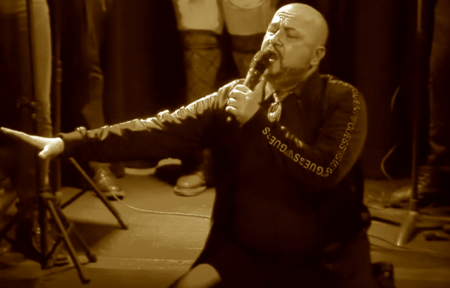 Writer, Director, Singer, Actor Philip Paul Kelly performing during the "Elevated Staged Reading" of "Rockquiem For A Wrestler" in June of 2020 at New York City's Triad Theater